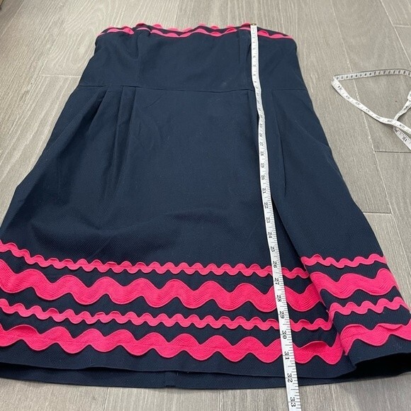 Vineyard Vines Ric Rac Strapless Sweetheart Neck Preppy Dress in Navy & Pink 16 - Picture 10 of 10